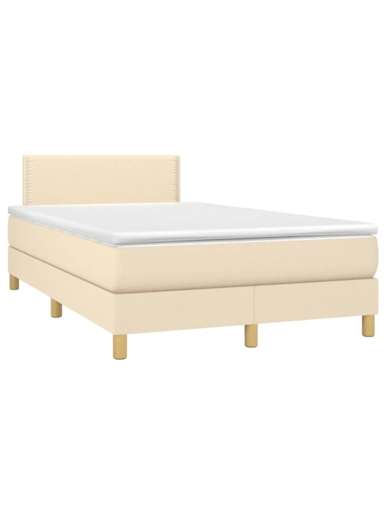 Box spring postel s matrací a LED krémová 120 x 200 cm textil