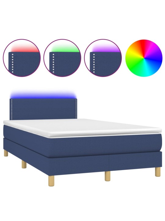 Box spring postel s matrací a LED modrá 120 x 200 cm textil