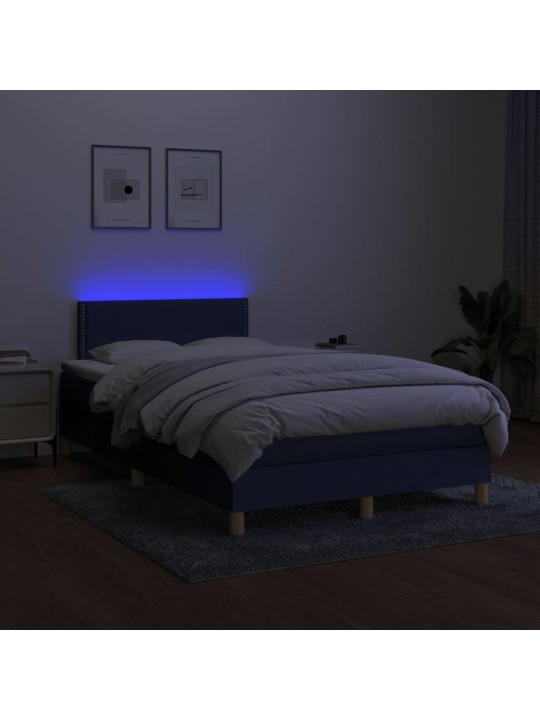 Box spring postel s matrací a LED modrá 120 x 200 cm textil
