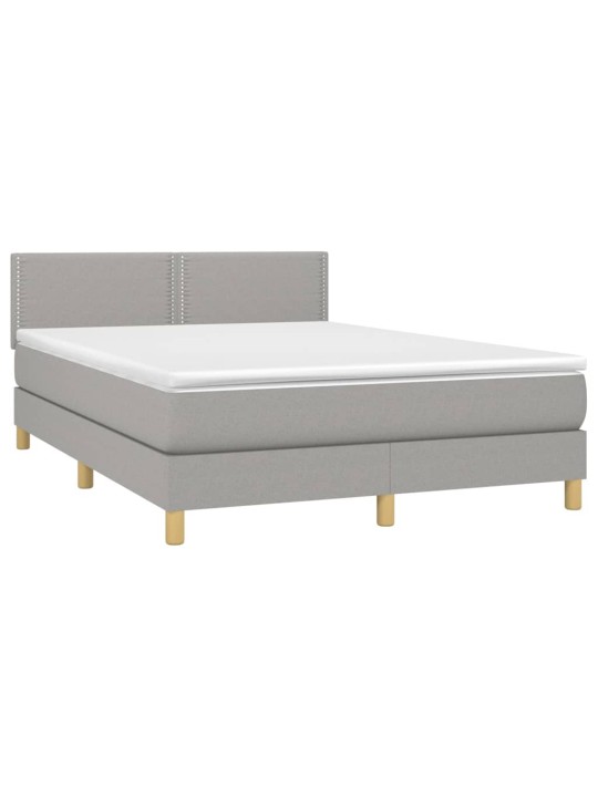 Box spring postel s matrací a LED světle šedá 140x190 cm textil