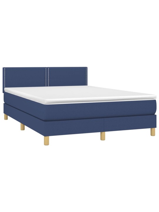 Box spring postel s matrací a LED modrá 140x190 cm textil