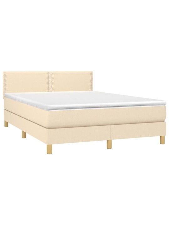 Box spring postel s matrací a LED krémová 140x200 cm textil