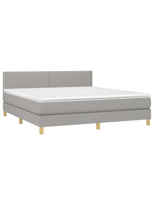 Box spring postel s matrací a LED světle šedá 160x200 cm textil
