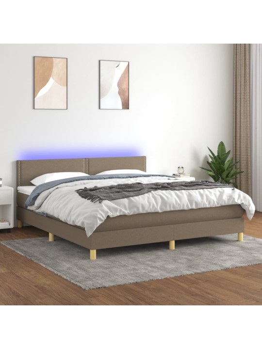 Box spring postel s matrací a LED taupe 160x200 cm textil
