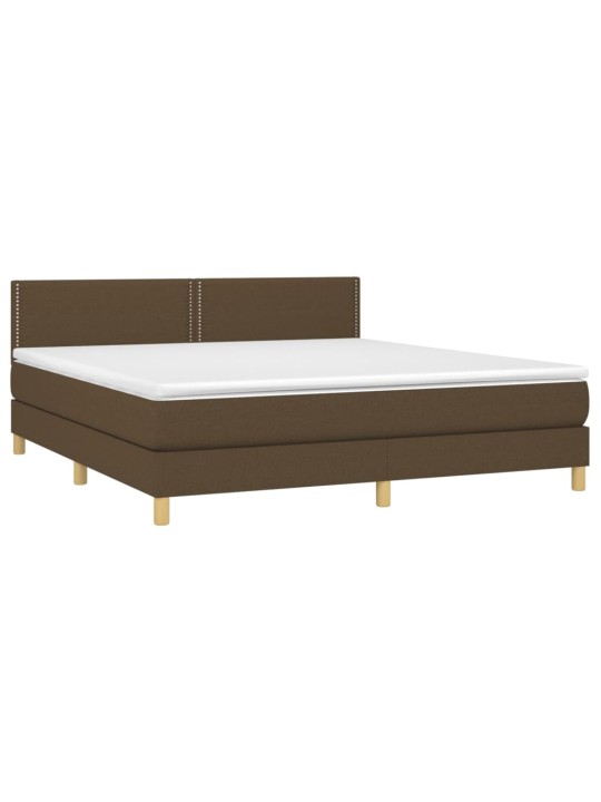Box spring postel s matrací a LED tmavě hnědá 180x200 cm textil