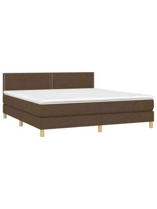 Box spring postel s matrací a LED tmavě hnědá 180x200 cm textil