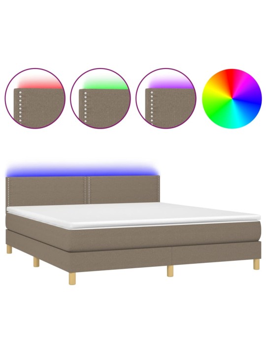 Box spring postel s matrací a LED taupe 180x200 cm textil