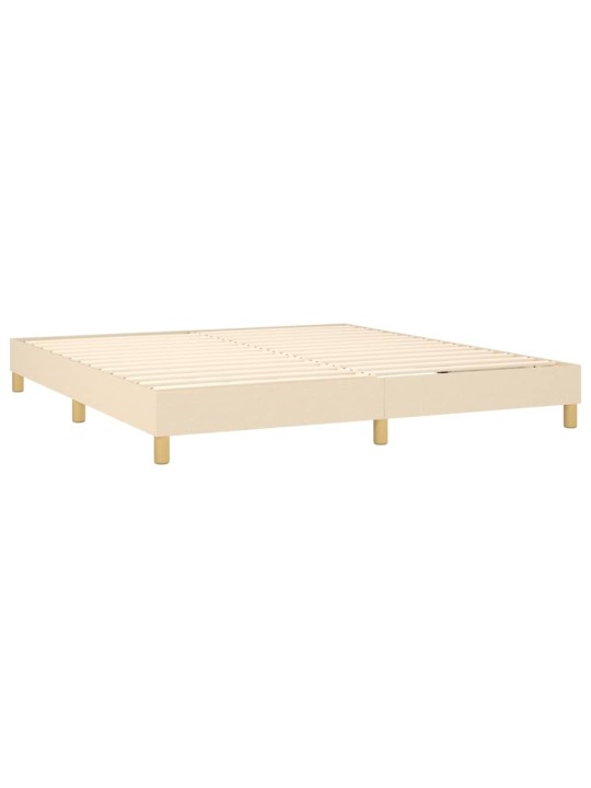 Box spring postel s matrací a LED krémová 180x200 cm textil
