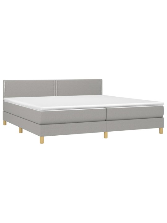 Box spring postel s matrací a LED světle šedá 200x200 cm textil