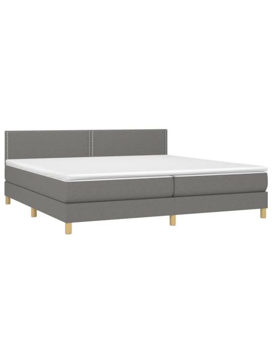 Box spring postel s matrací a LED tmavě šedá 200x200 cm textil