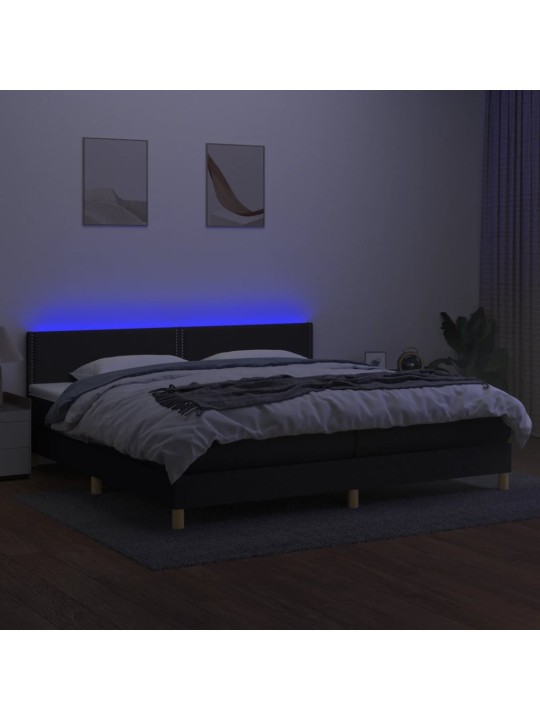 Box spring postel s matrací a LED černá 200x200 cm textil