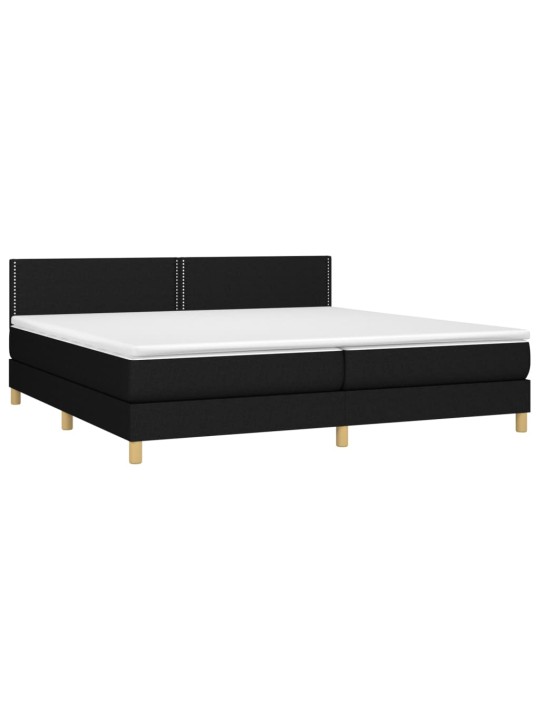 Box spring postel s matrací a LED černá 200x200 cm textil