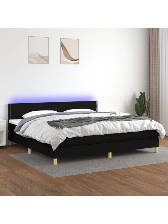 Box spring postel s matrací a LED černá 200x200 cm textil