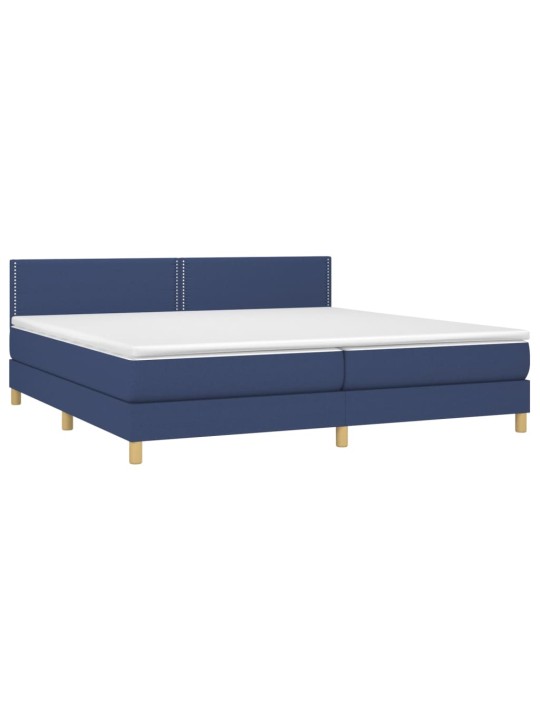 Box spring postel s matrací a LED modrá 200x200 cm textil