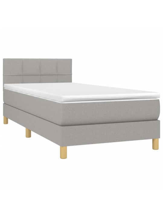 Box spring postel s matrací a LED světle šedá 80x200 cm textil