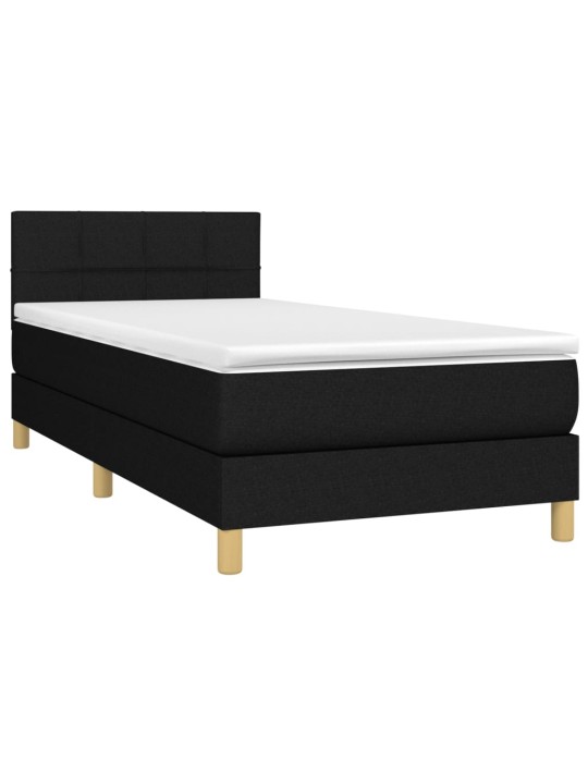 Box spring postel s matrací a LED černá 80 x 200 cm textil