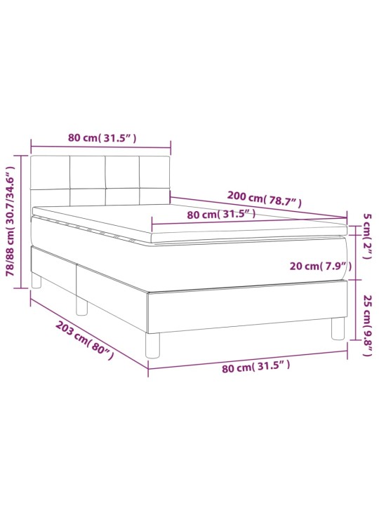 Box spring postel s matrací a LED černá 80 x 200 cm textil