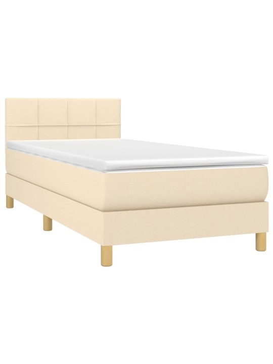 Box spring postel s matrací a LED krémová 80 x 200 cm textil