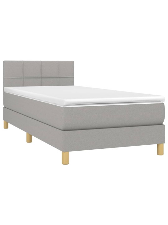 Box spring postel s matrací a LED světle šedá 100x200 cm textil
