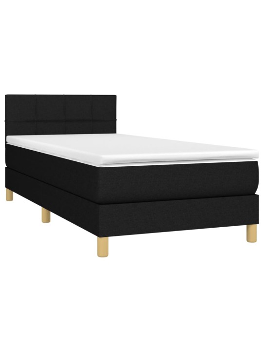 Box spring postel s matrací a LED černá 100x200 cm textil