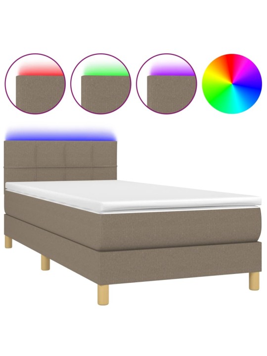 Box spring postel s matrací a LED taupe 100x200 cm textil