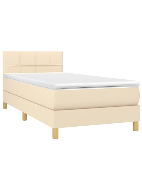 Box spring postel s matrací a LED krémová 100x200 cm textil