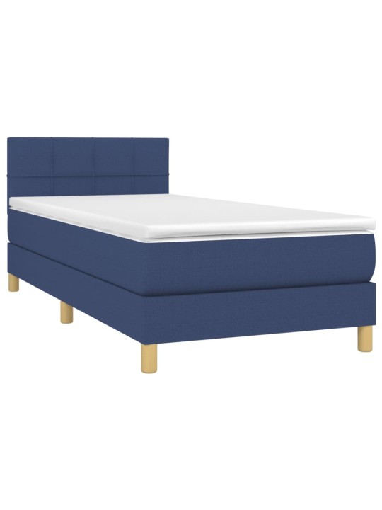 Box spring postel s matrací a LED modrá 100x200 cm textil