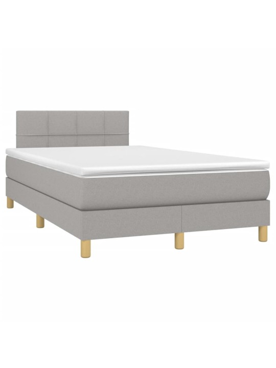 Box spring postel s matrací a LED světle šedá 120x200 cm textil