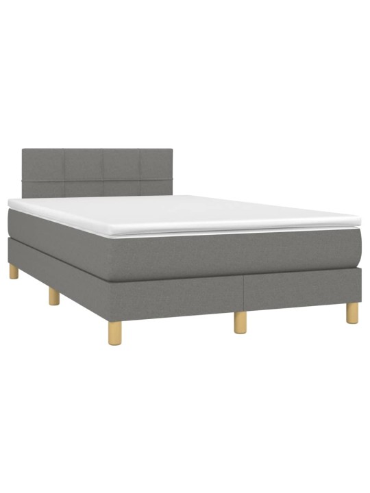 Box spring postel s matrací a LED tmavě šedá 120x200 cm textil