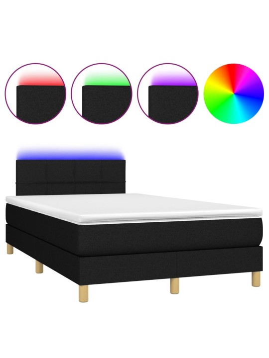 Box spring postel s matrací a LED černá 120 x 200 cm textil