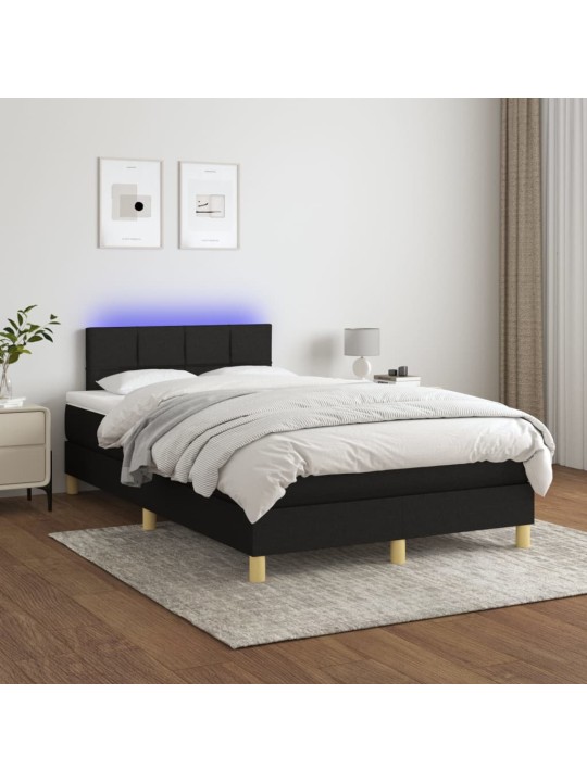 Box spring postel s matrací a LED černá 120 x 200 cm textil