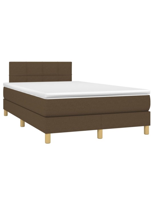Box spring postel s matrací a LED tmavě hnědá 120x200 cm textil