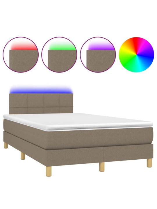 Box spring postel s matrací a LED taupe 120 x 200 cm textil