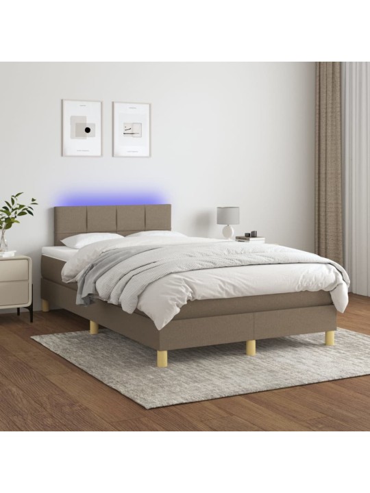 Box spring postel s matrací a LED taupe 120 x 200 cm textil
