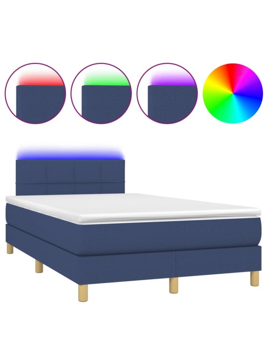 Box spring postel s matrací a LED modrá 120 x 200 cm textil