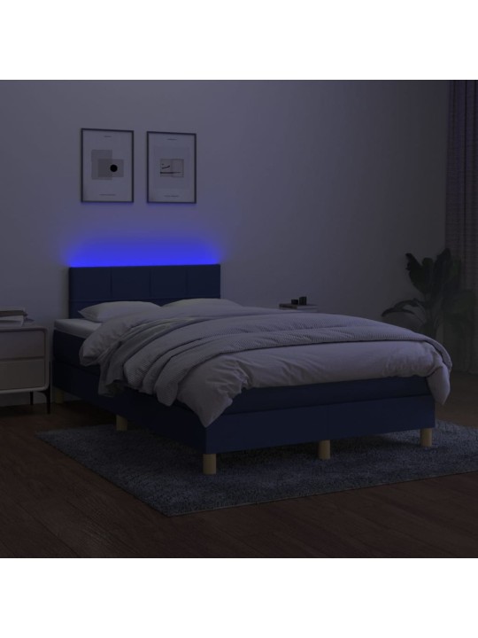 Box spring postel s matrací a LED modrá 120 x 200 cm textil