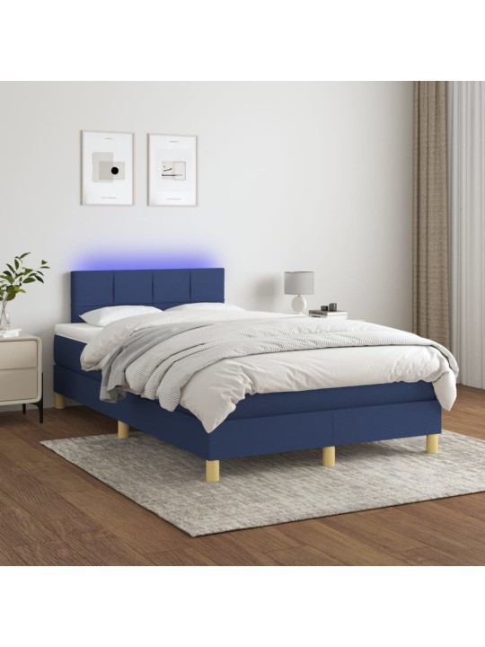 Box spring postel s matrací a LED modrá 120 x 200 cm textil
