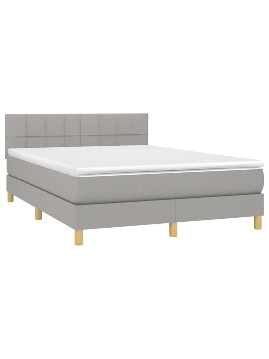Box spring postel s matrací a LED světle šedá 140x190 cm textil