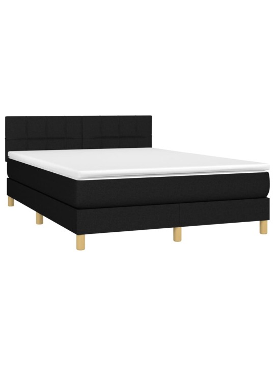Box spring postel s matrací a LED černá 140x200 cm textil
