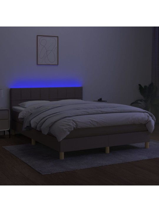 Box spring postel s matrací a LED taupe 140x200 cm textil