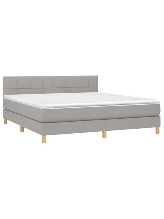 Box spring postel s matrací a LED světle šedá 160x200 cm textil