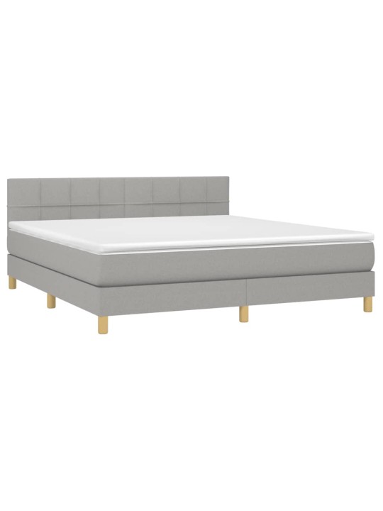 Box spring postel s matrací a LED světle šedá 180x200 cm textil