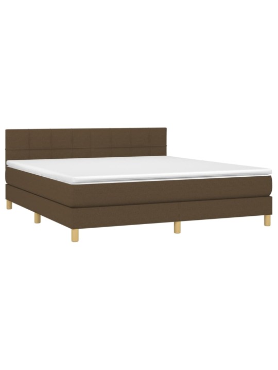 Box spring postel s matrací a led tmavě hnědá 180x200 cm textil