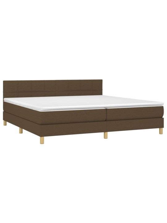 Box spring postel s matrací a led tmavě hnědá 200x200 cm textil