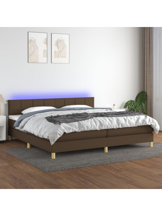 Box spring postel s matrací a led tmavě hnědá 200x200 cm textil