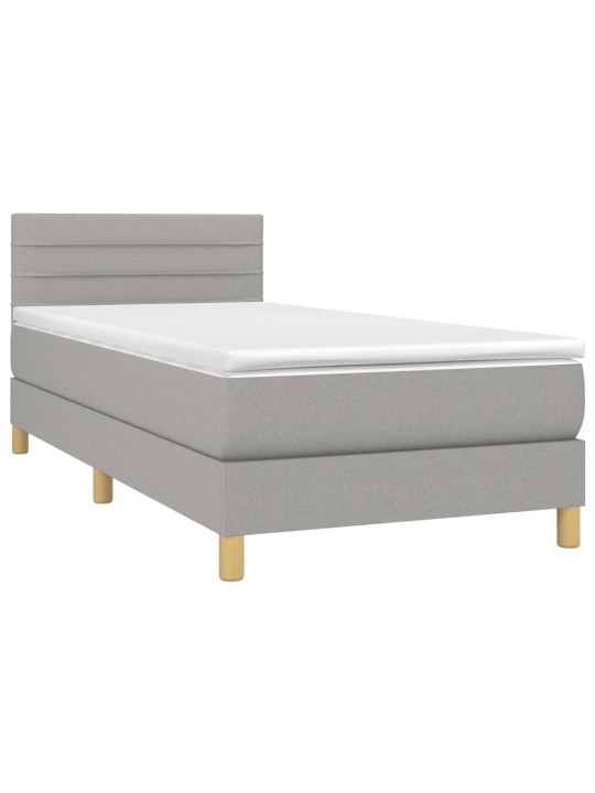 Box spring postel s matrací a LED světle šedá 100x200 cm textil