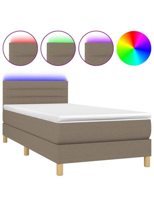 Box spring postel s matrací a LED taupe 100x200 cm textil