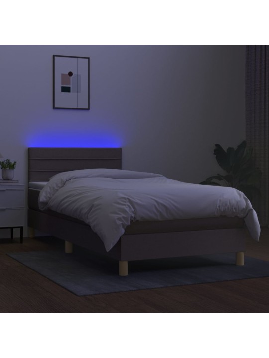 Box spring postel s matrací a LED taupe 100x200 cm textil