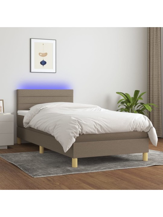 Box spring postel s matrací a LED taupe 100x200 cm textil