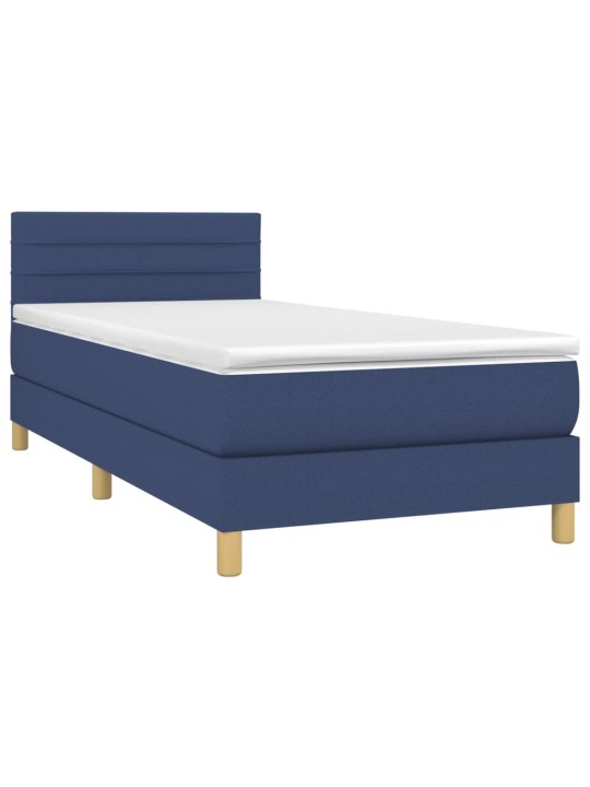 Box spring postel s matrací a LED modrá 100x200 cm textil